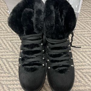Bamboo Black Fur Snow Boots